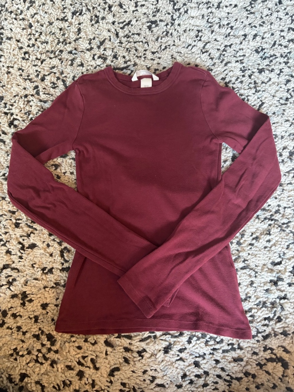 H&M Long Sleeve Crewneck Top in Burgundy